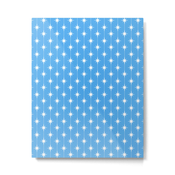 Midcentury Stars and Dots Pattern in Bold Blue and White Metal Print Gallery Image 1