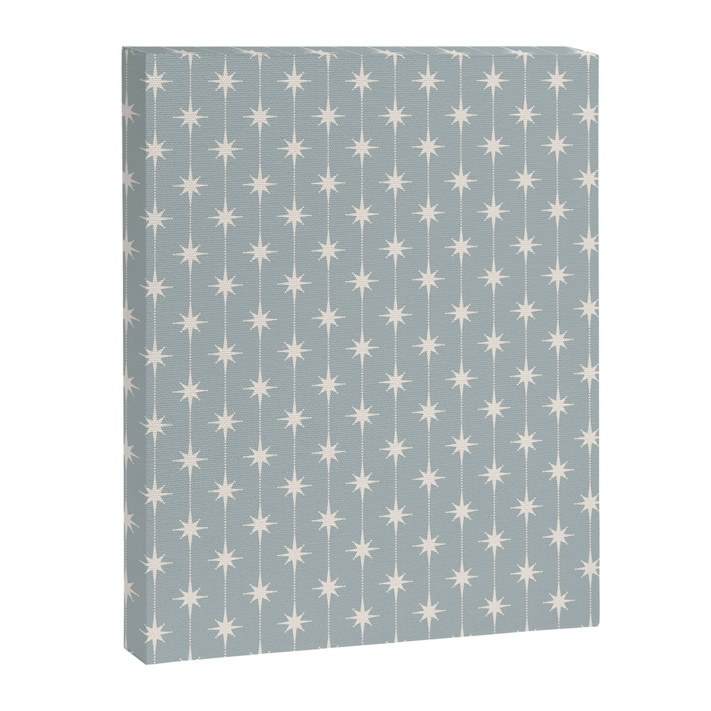 Midcentury Stars and Dots Pattern in Light Blue Gray and Cream Canvas Print Gallery Image 8
