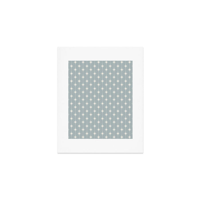 Midcentury Stars and Dots Pattern in Light Blue Gray and Cream Art Print Gallery Image 1