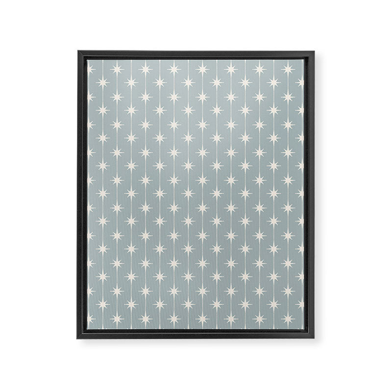 Midcentury Stars and Dots Pattern in Light Blue Gray and Cream Framed Canvas Print Gallery Image 8