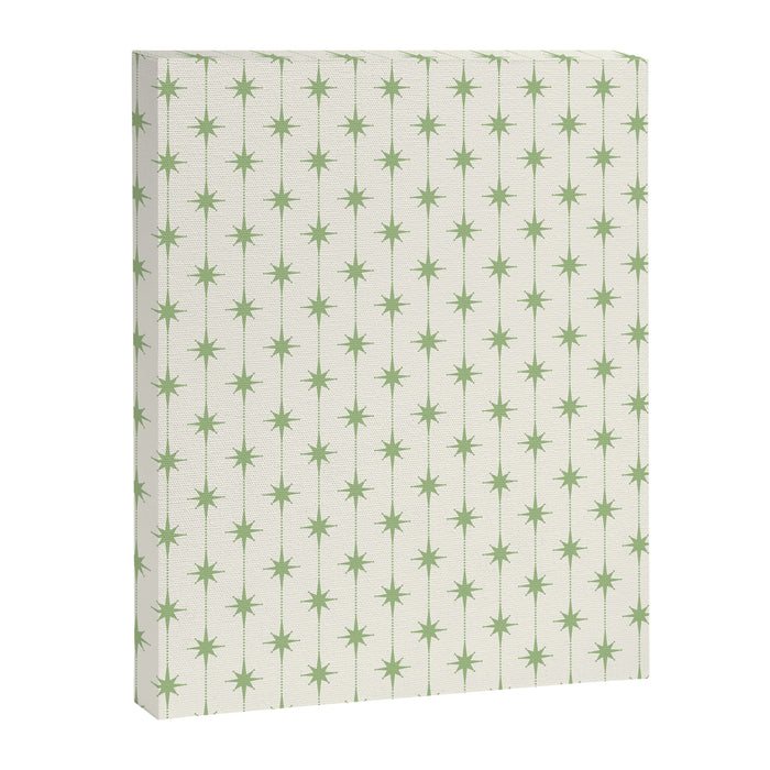 Midcentury Stars and Dots Pattern in Light Sage Green and Cream Canvas Print Gallery Image 1