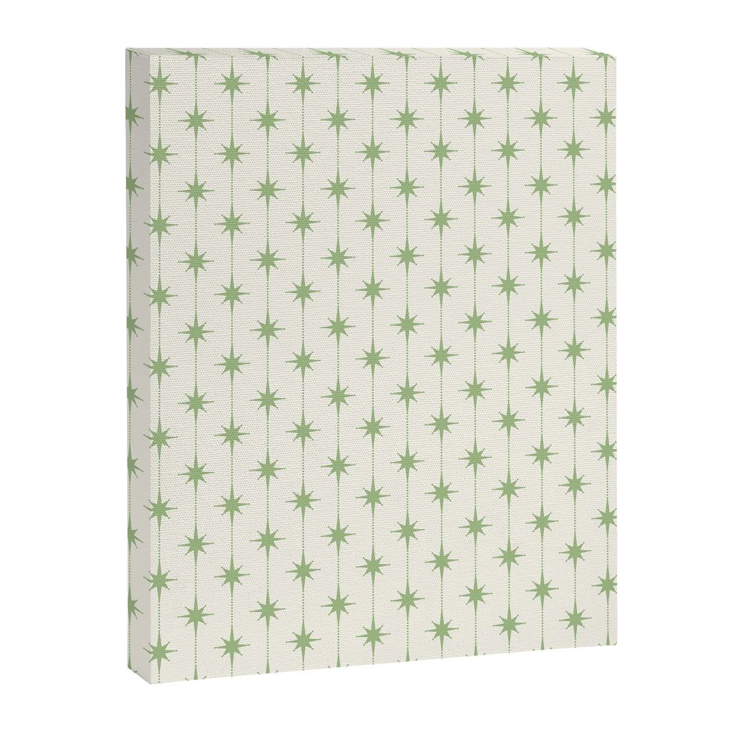 Midcentury Stars and Dots Pattern in Light Sage Green and Cream Canvas Print Gallery Image 8