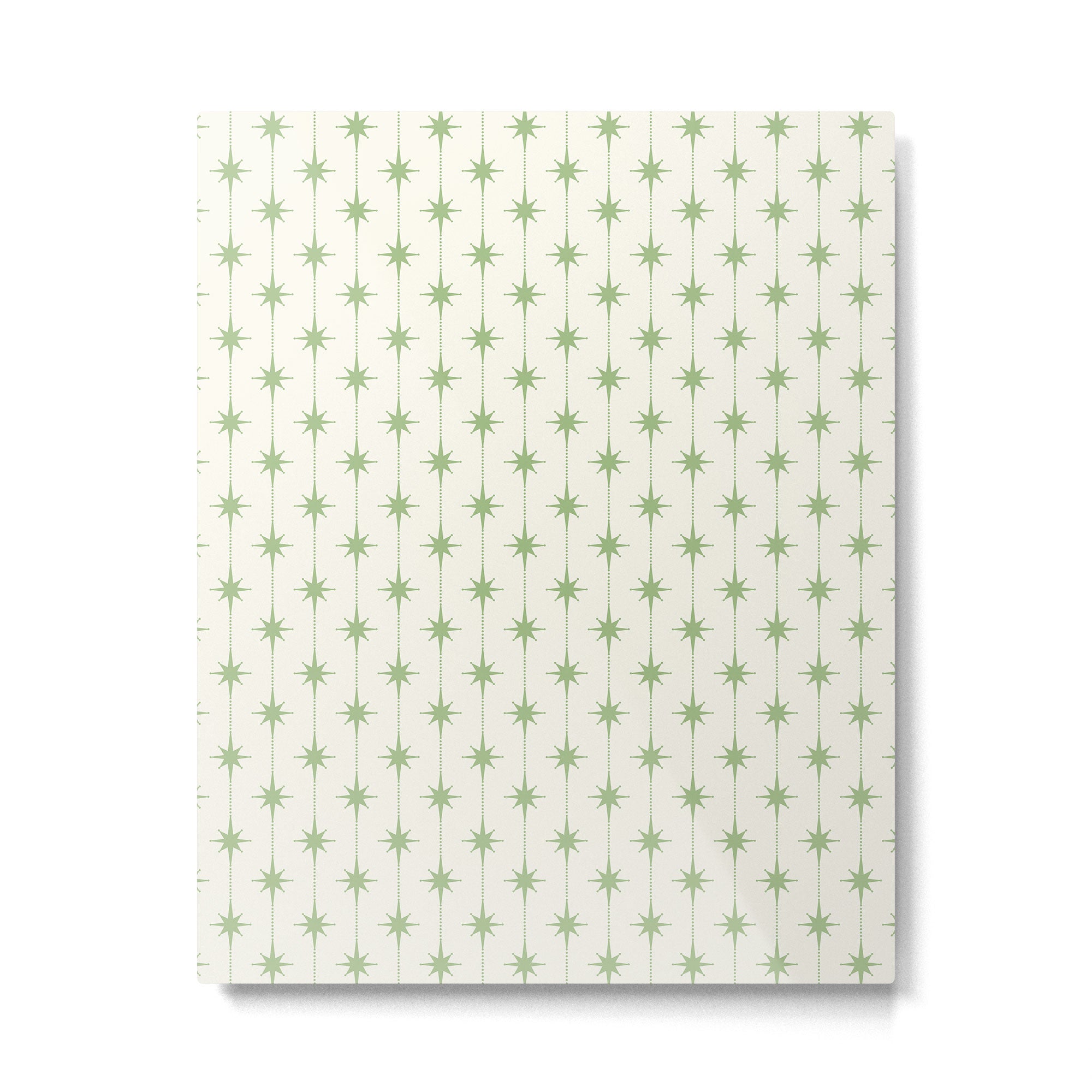 Midcentury Stars and Dots Pattern in Light Sage Green and Cream Metal Print Gallery Image 6