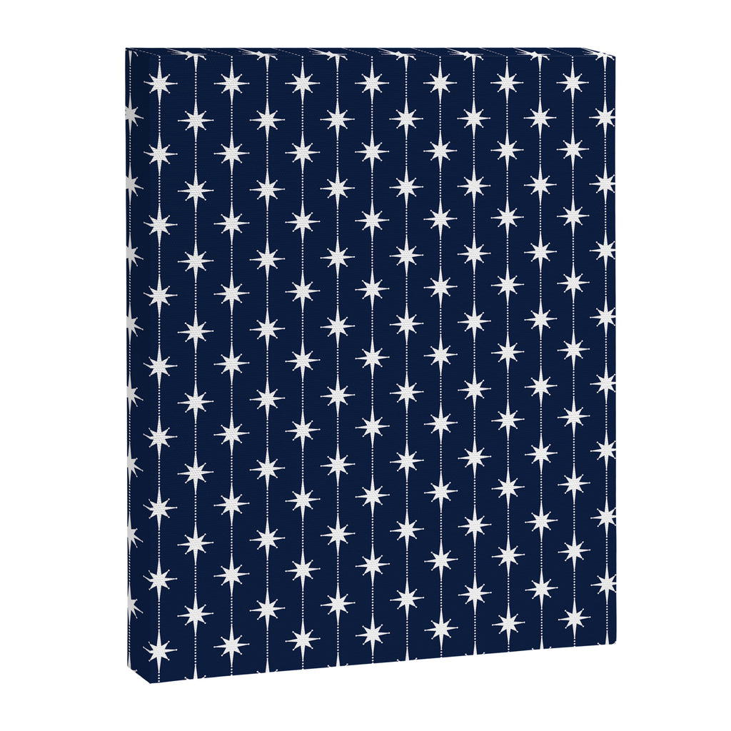 Midcentury Stars and Dots Pattern in Nautical Navy Blue and White Canvas Print Gallery Image 8
