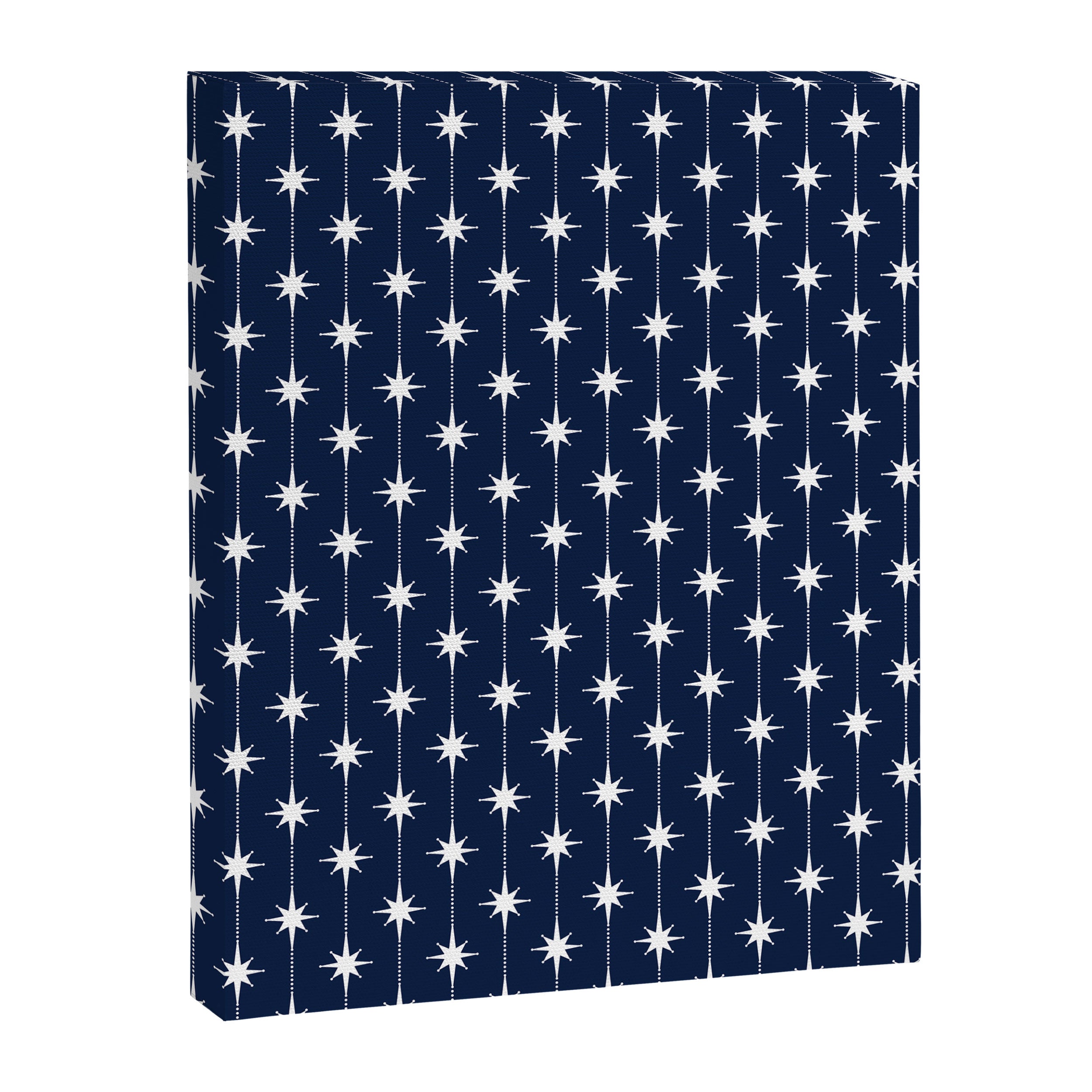 Midcentury Stars and Dots Pattern in Nautical Navy Blue and White Canvas Print Gallery Image 8