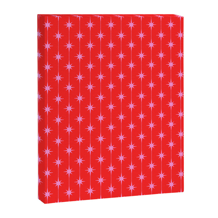 Midcentury Stars and Dots Pattern in Preppy Pink and Red Canvas Print Gallery Image 1