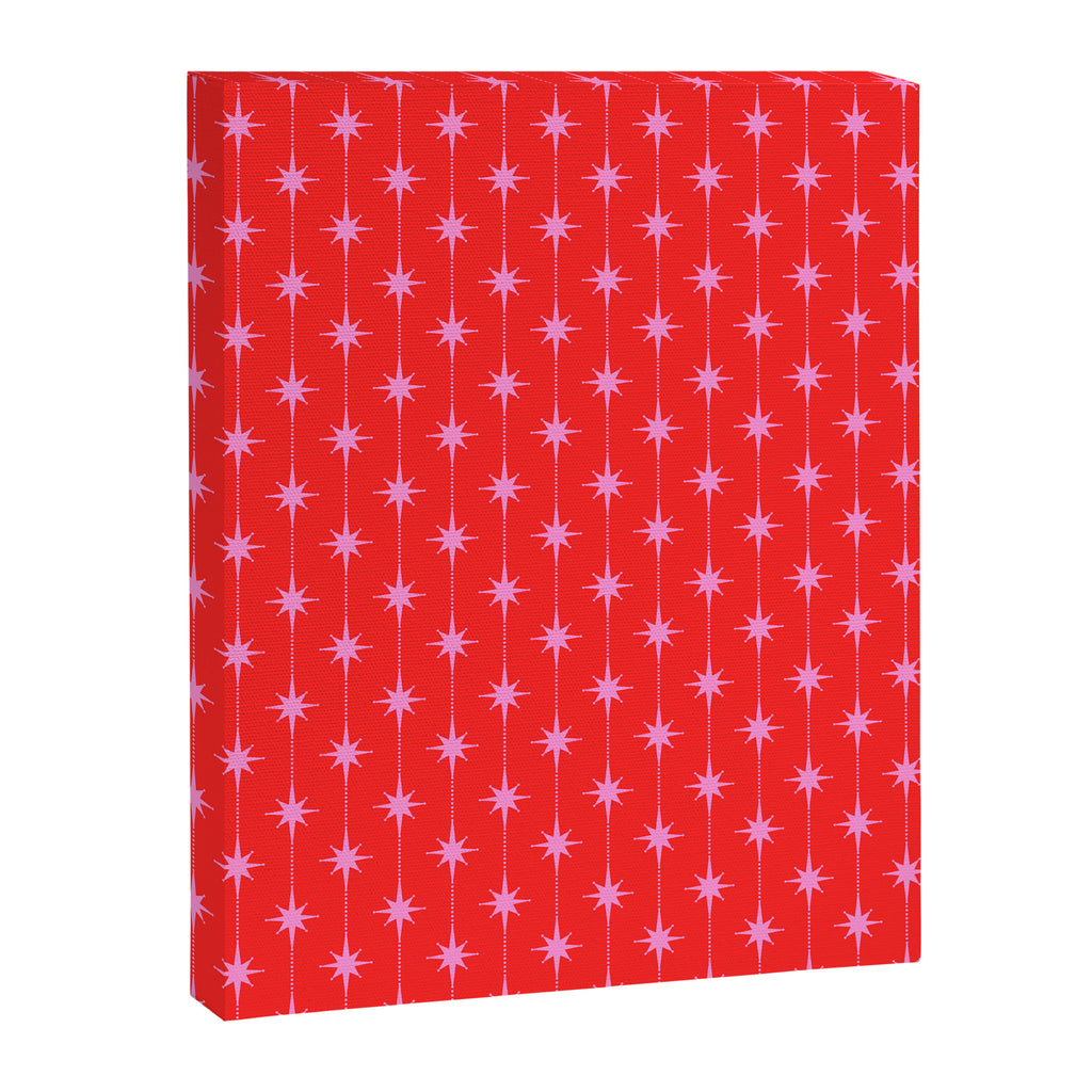 Midcentury Stars and Dots Pattern in Preppy Pink and Red Canvas Print Gallery Image 8
