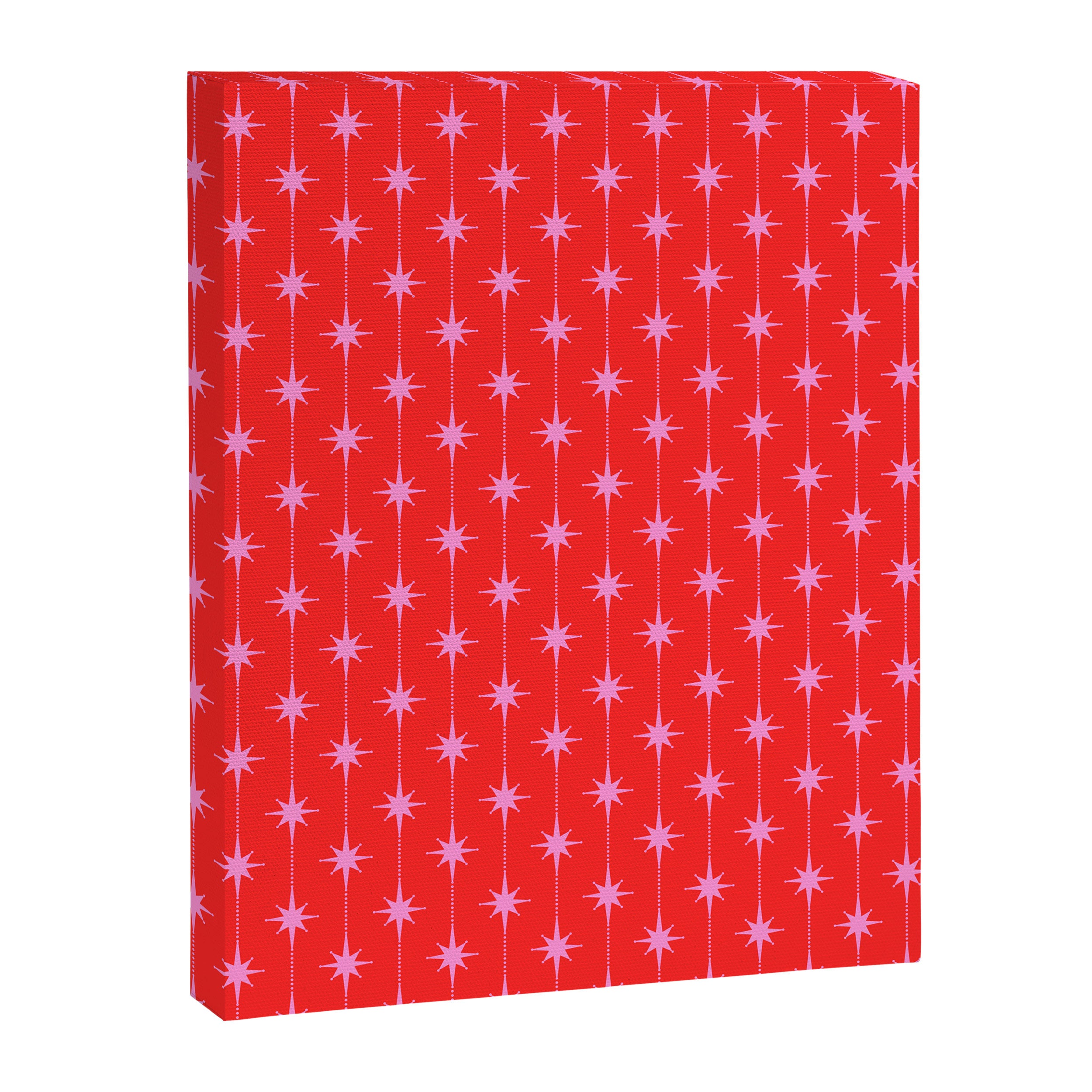 Midcentury Stars and Dots Pattern in Preppy Pink and Red Canvas Print Gallery Image 8