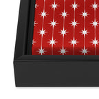 Midcentury Stars and Dots Pattern in Red and White Framed Canvas Print Gallery Image 3
