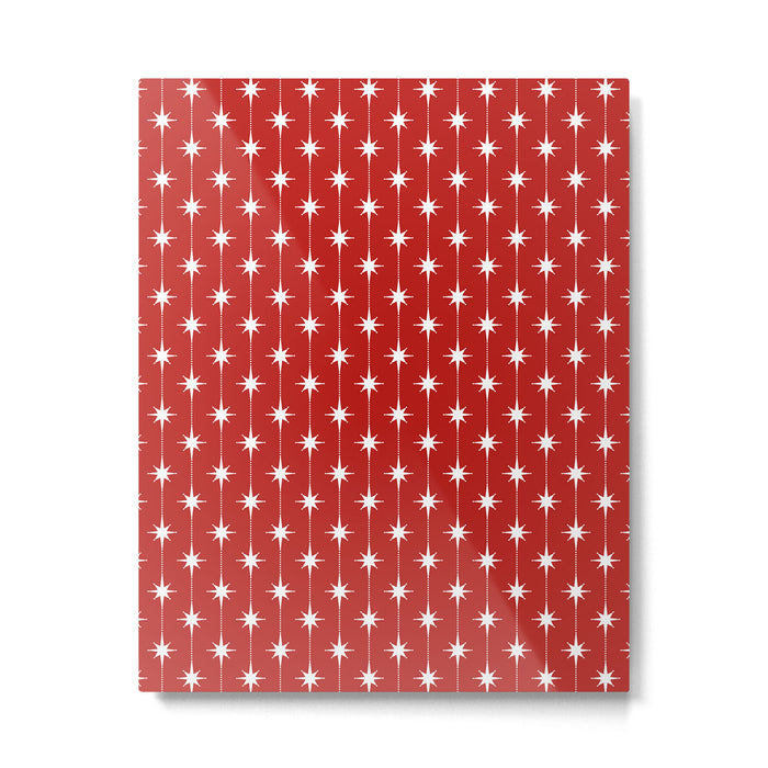 Midcentury Stars and Dots Pattern in Red and White Metal Print Gallery Image 1