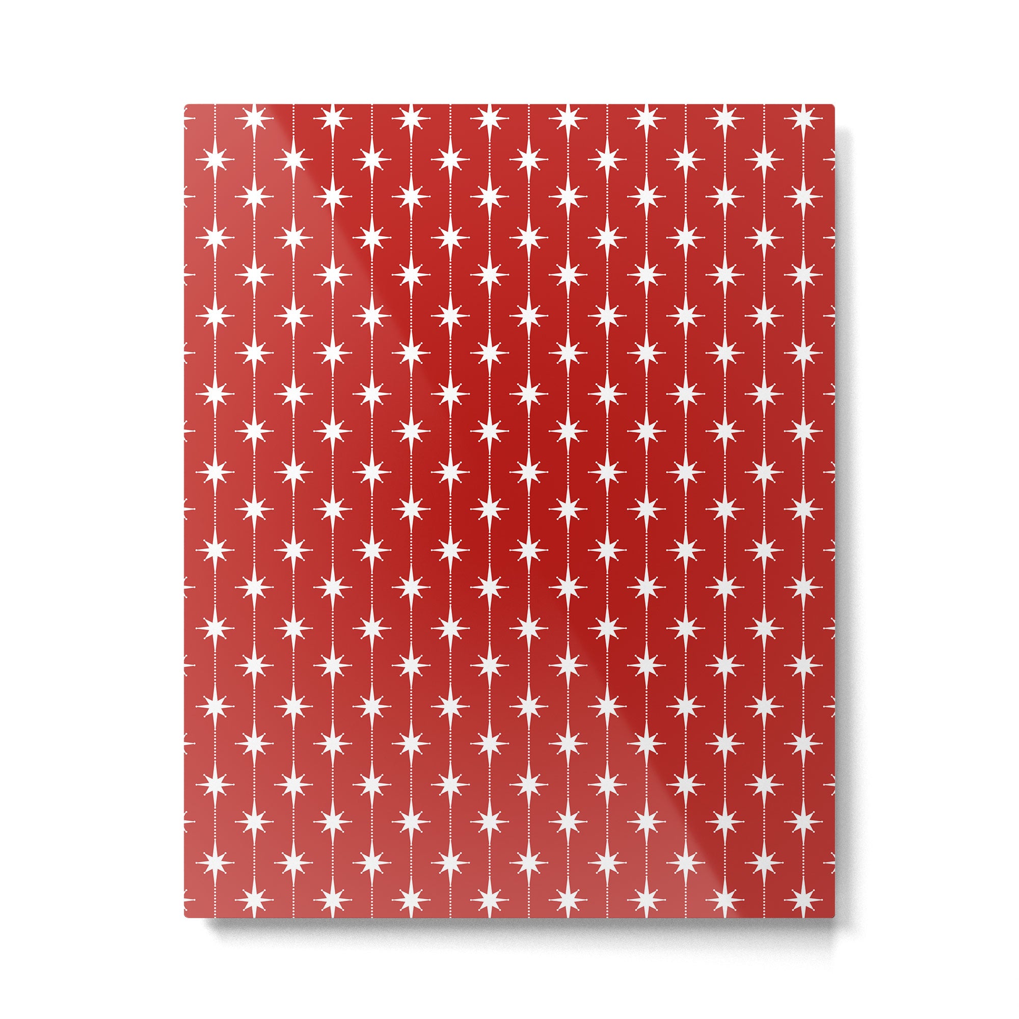 Midcentury Stars and Dots Pattern in Red and White Metal Print Gallery Image 6