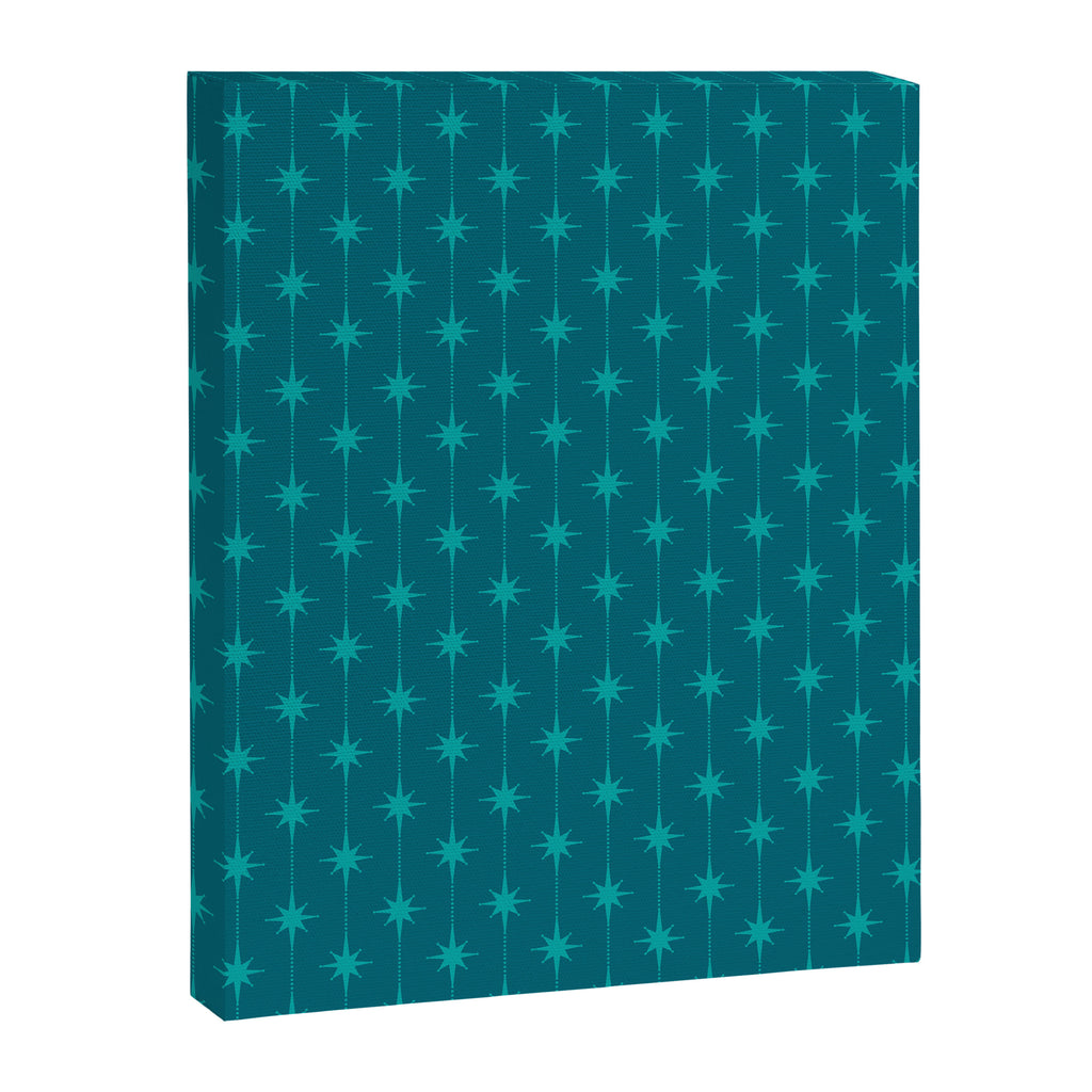 Midcentury Stars and Dots Pattern in Teal Blue and Turquoise Canvas Print Gallery Image 8