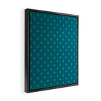 Midcentury Stars and Dots Pattern in Teal Blue and Turquoise Framed Canvas Print Gallery Image 2