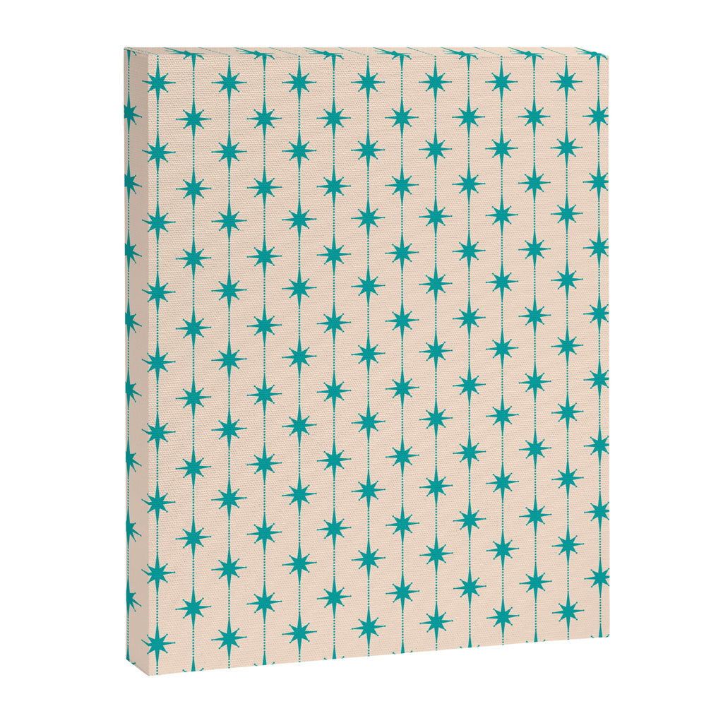 Midcentury Stars and Dots Pattern in Turquoise Teal and Cream Canvas Print Gallery Image 8