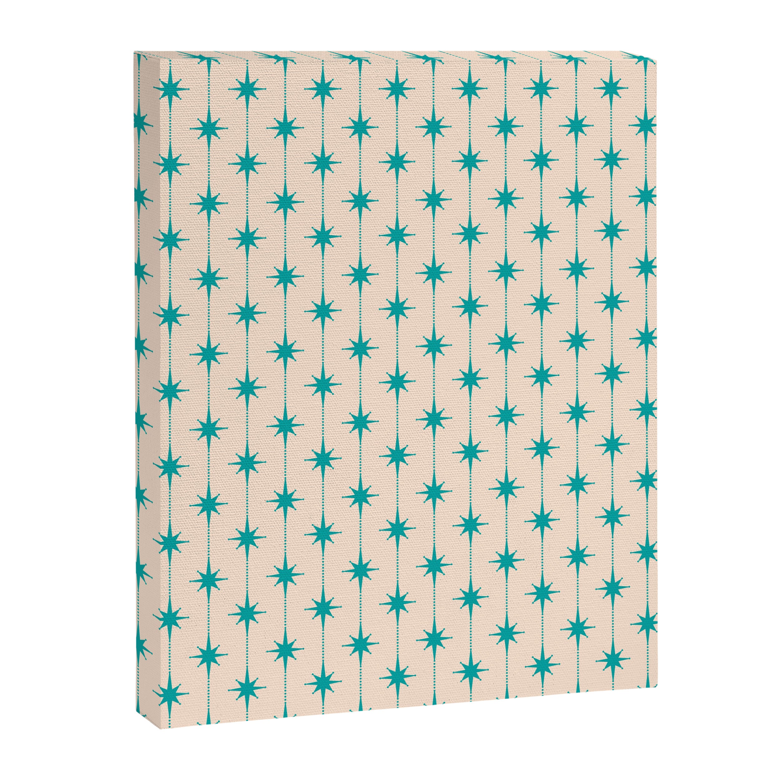Midcentury Stars and Dots Pattern in Turquoise Teal and Cream Canvas Print Gallery Image 8