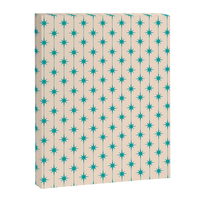 Midcentury Stars and Dots Pattern in Turquoise Teal and Cream Canvas Print Gallery Image 1
