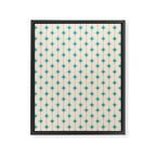 Midcentury Stars and Dots Pattern in Turquoise Teal and Cream Framed Canvas Print Gallery Image 8