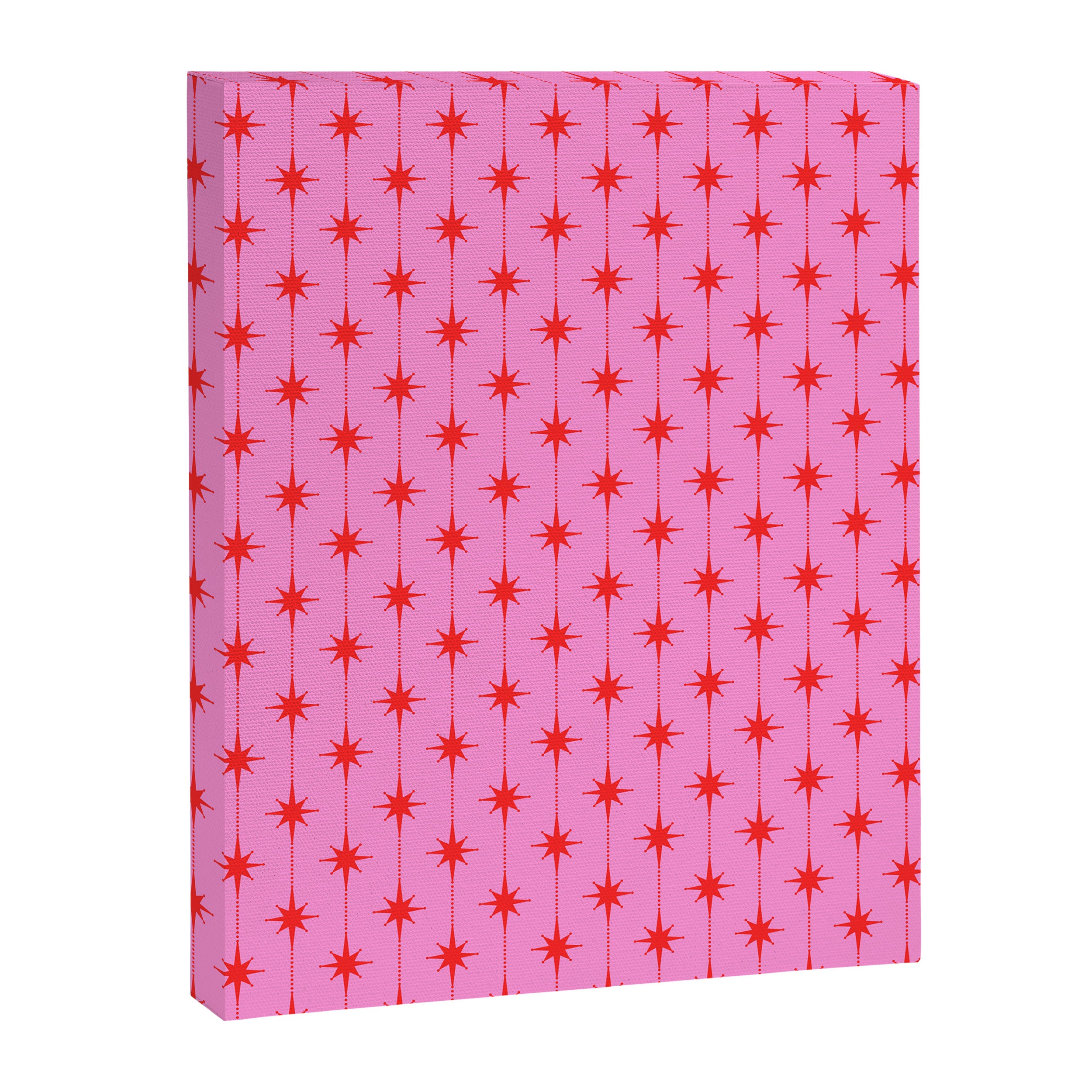 Midcentury Stars and Dots Preppy Pink and Red Pattern Canvas Print Gallery Image 8