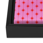 Midcentury Stars and Dots Preppy Pink and Red Pattern Framed Canvas Print Gallery Image 3