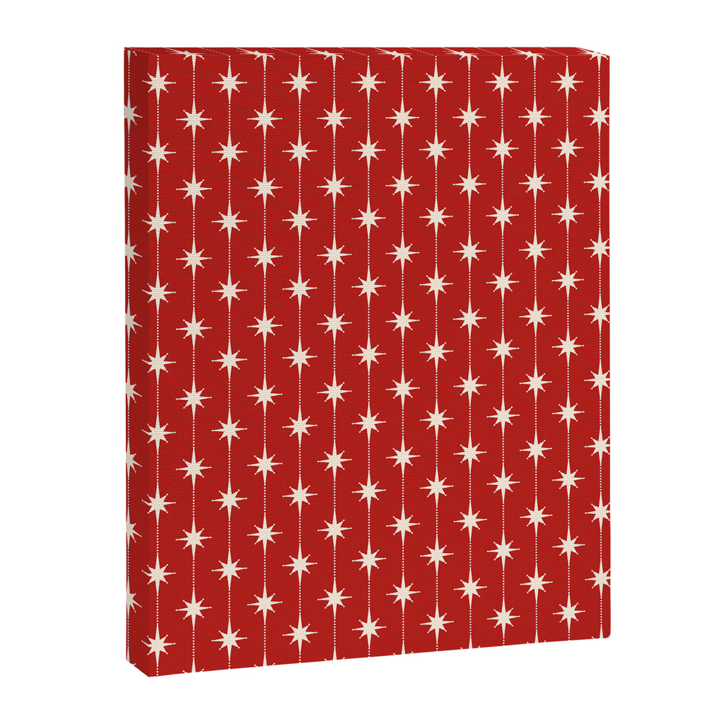 Midcentury Stars and Dots Red and Cream Pattern Canvas Print Gallery Image 8