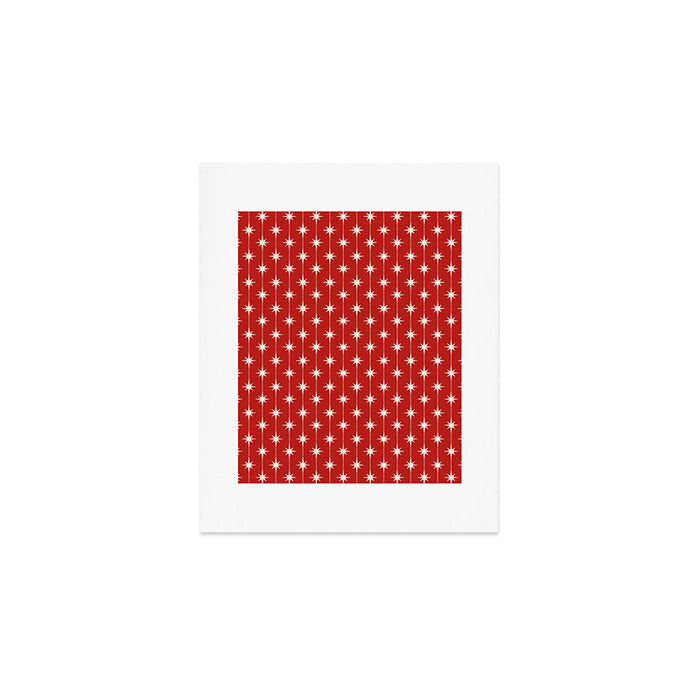 Midcentury Stars and Dots Red and Cream Pattern Art Print Gallery Image 1
