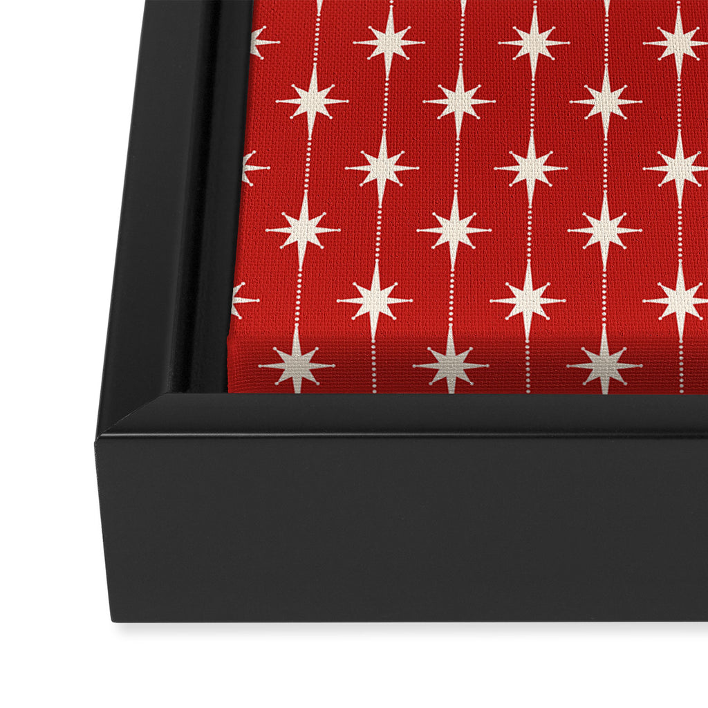 Midcentury Stars and Dots Red and Cream Pattern Framed Canvas Print Gallery Image 3