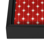 Midcentury Stars and Dots Red and Cream Pattern Framed Canvas Print Gallery Image 3