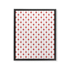 Midcentury Stars and Dots Red and White Pattern Framed Canvas Print Gallery Image 8