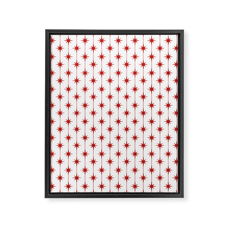 Midcentury Stars and Dots Red and White Pattern Framed Canvas Print Gallery Image 8