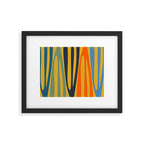 Midcentury Terzo Stripes Abstract Minimalist Pattern Mustard Blue Orange Framed Art Print Gallery Image 5