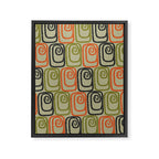 Midcentury Twist Abstract Pattern Olive Green Orange Charcoal  Framed Canvas Print Gallery Image 8
