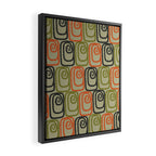 Midcentury Twist Abstract Pattern Olive Green Orange Charcoal  Framed Canvas Print Gallery Image 2
