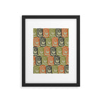 Midcentury Twist Abstract Pattern Olive Green Orange Charcoal  Framed Art Print Gallery Image 6