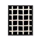 Midcentury Windows Geometric Check Pattern in Black and Almond Cream Framed Canvas Print Gallery Image 8