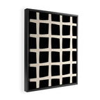 Midcentury Windows Geometric Check Pattern in Black and Almond Cream Framed Canvas Print Gallery Image 2