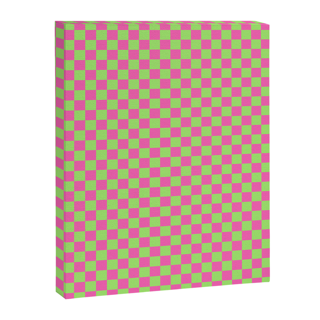 Mini Check Hot Pink and Neon Green Checkered Pattern Canvas Print Gallery Image 8