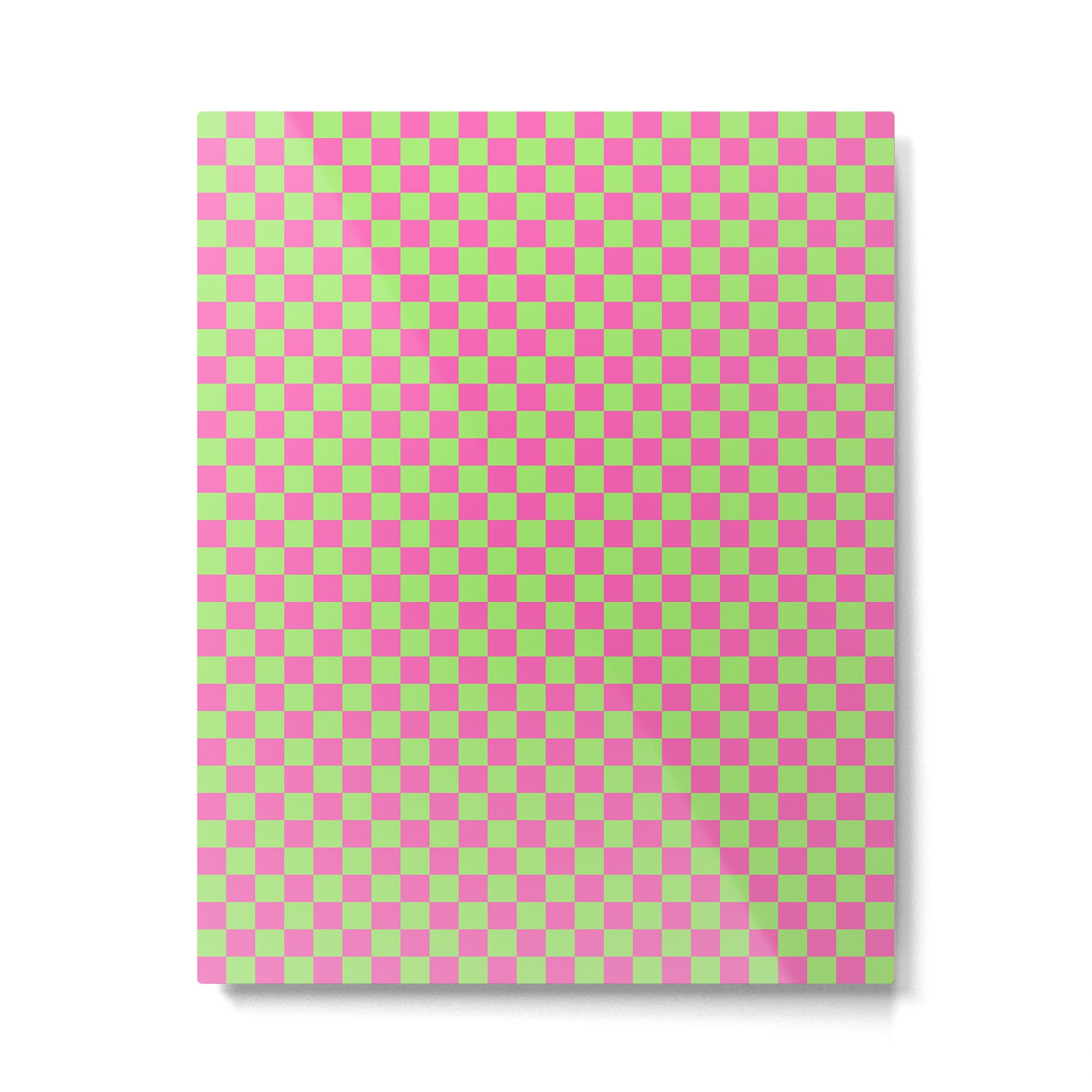 Mini Check Hot Pink and Neon Green Checkered Pattern Metal Print Gallery Image 6