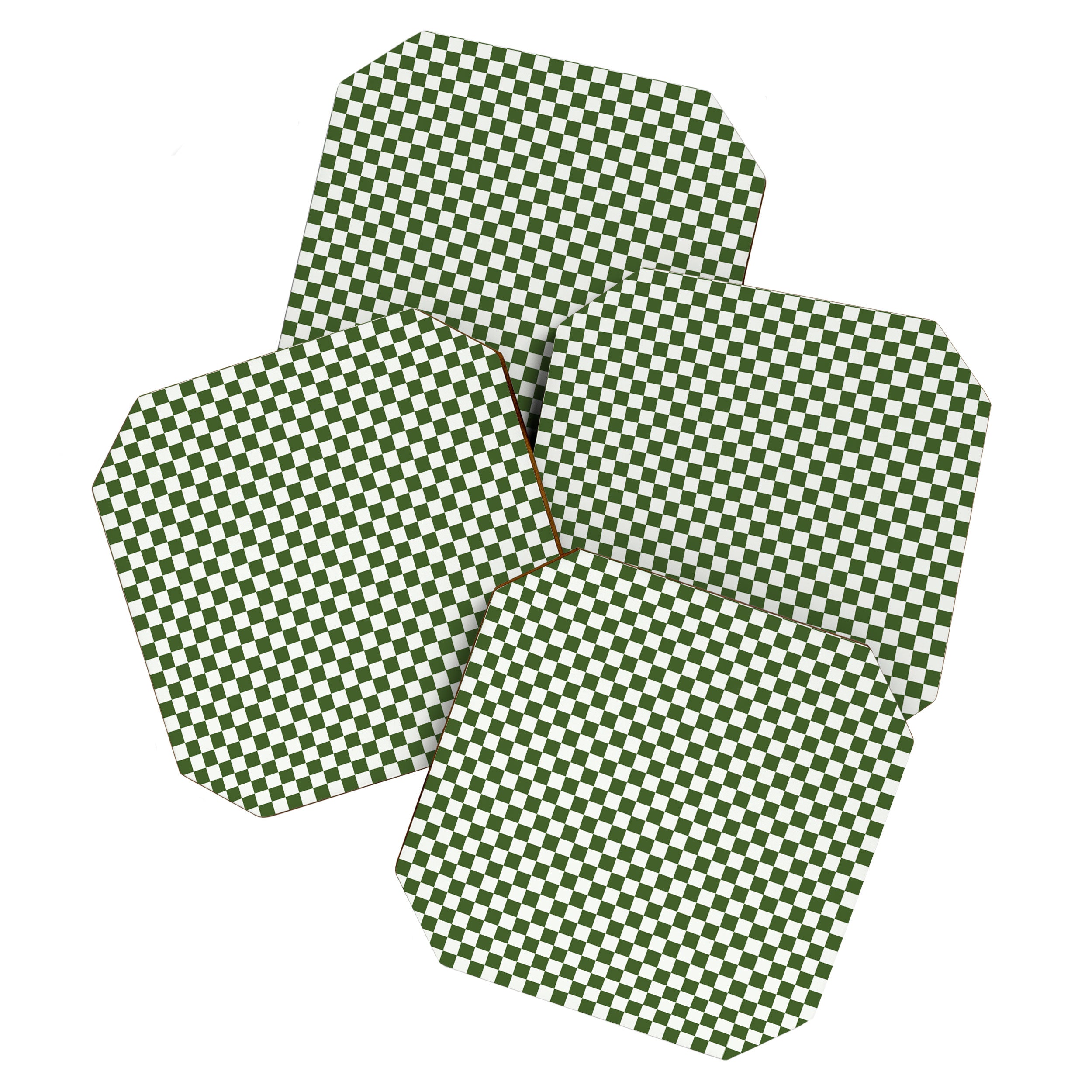 Mini Mini Check Pattern in Green  Coaster Gallery Image 1
