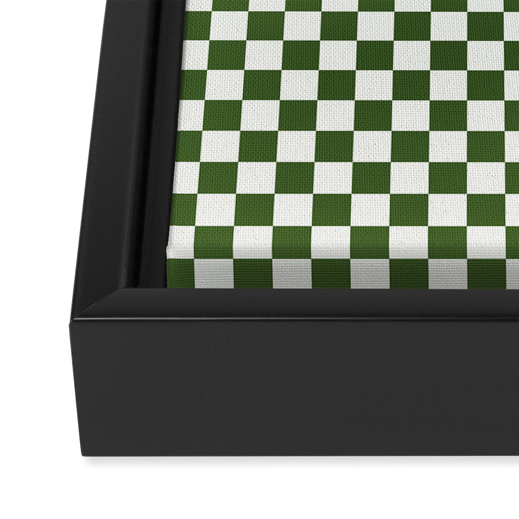 Mini Mini Check Pattern in Green  Framed Canvas Print Gallery Image 3