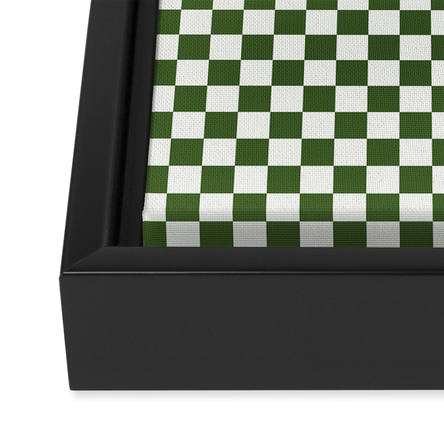 Mini Mini Check Pattern in Green  Framed Canvas Print Gallery Image 3