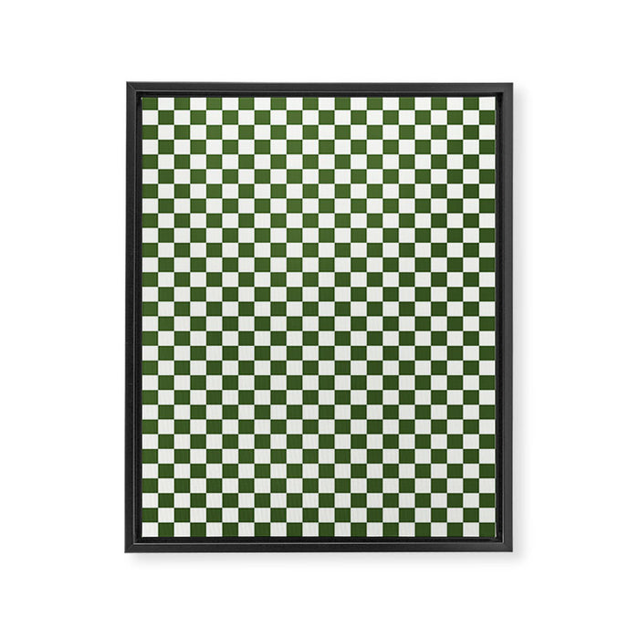 Mini Mini Check Pattern in Green  Framed Canvas Print Gallery Image 1