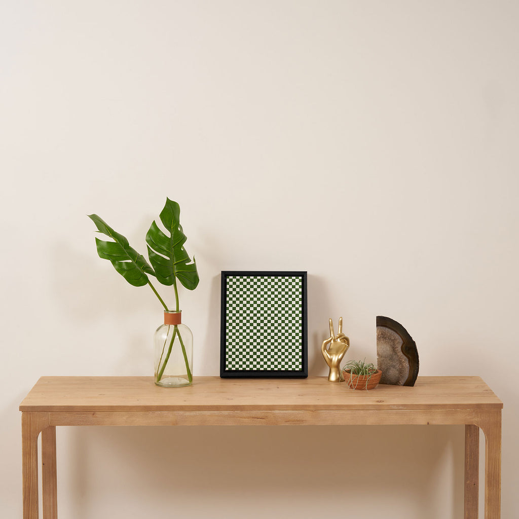 Mini Mini Check Pattern in Green  Framed Canvas Print Gallery Image 4
