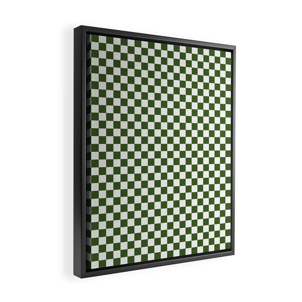 Mini Mini Check Pattern in Green  Framed Canvas Print Gallery Image 2