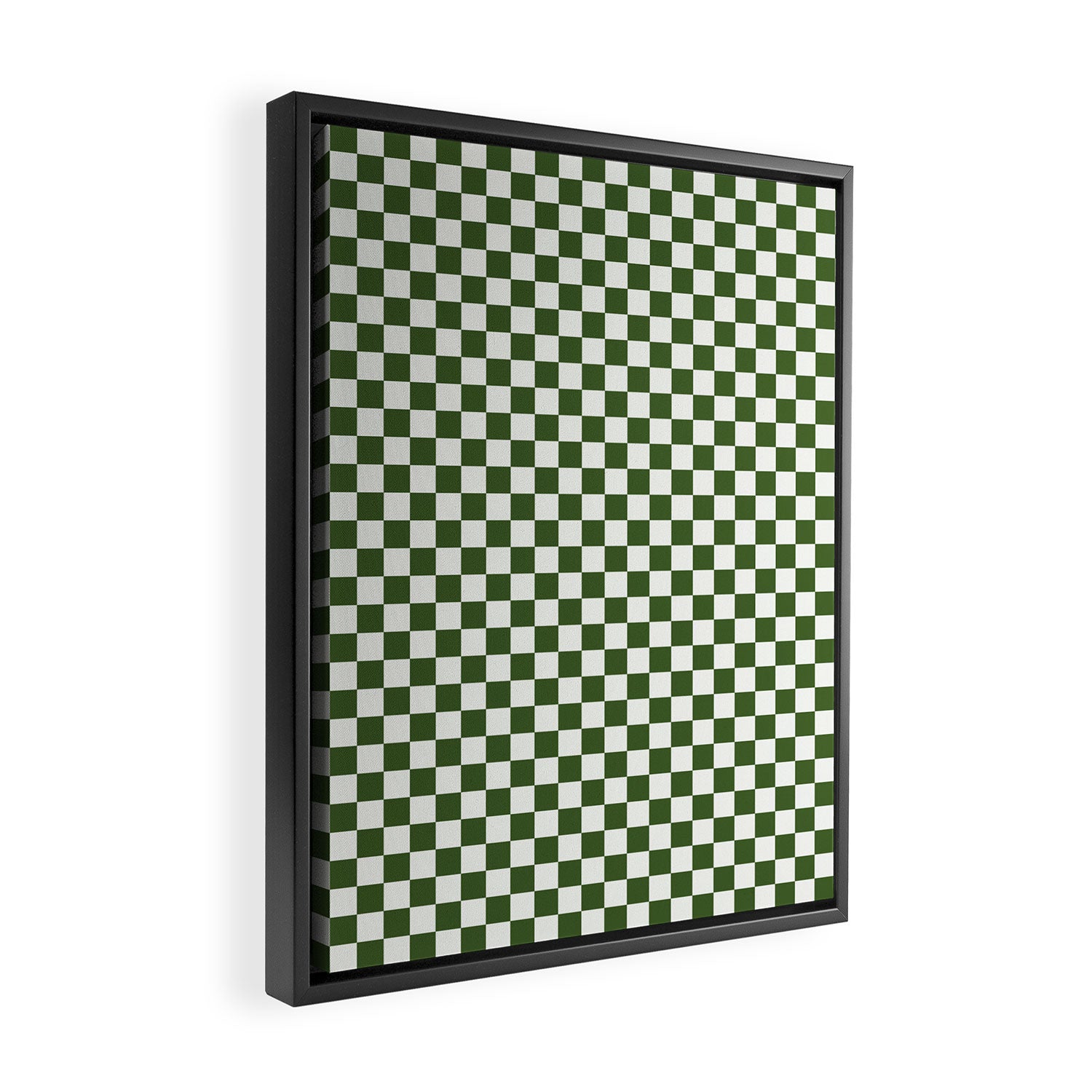 Mini Mini Check Pattern in Green  Framed Canvas Print Gallery Image 2
