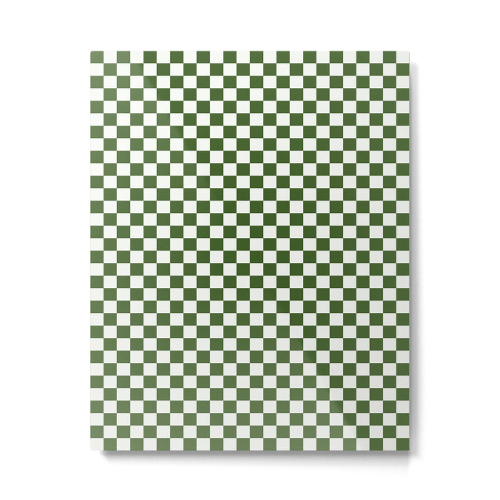Mini Mini Check Pattern in Green  Metal Print Gallery Image 1