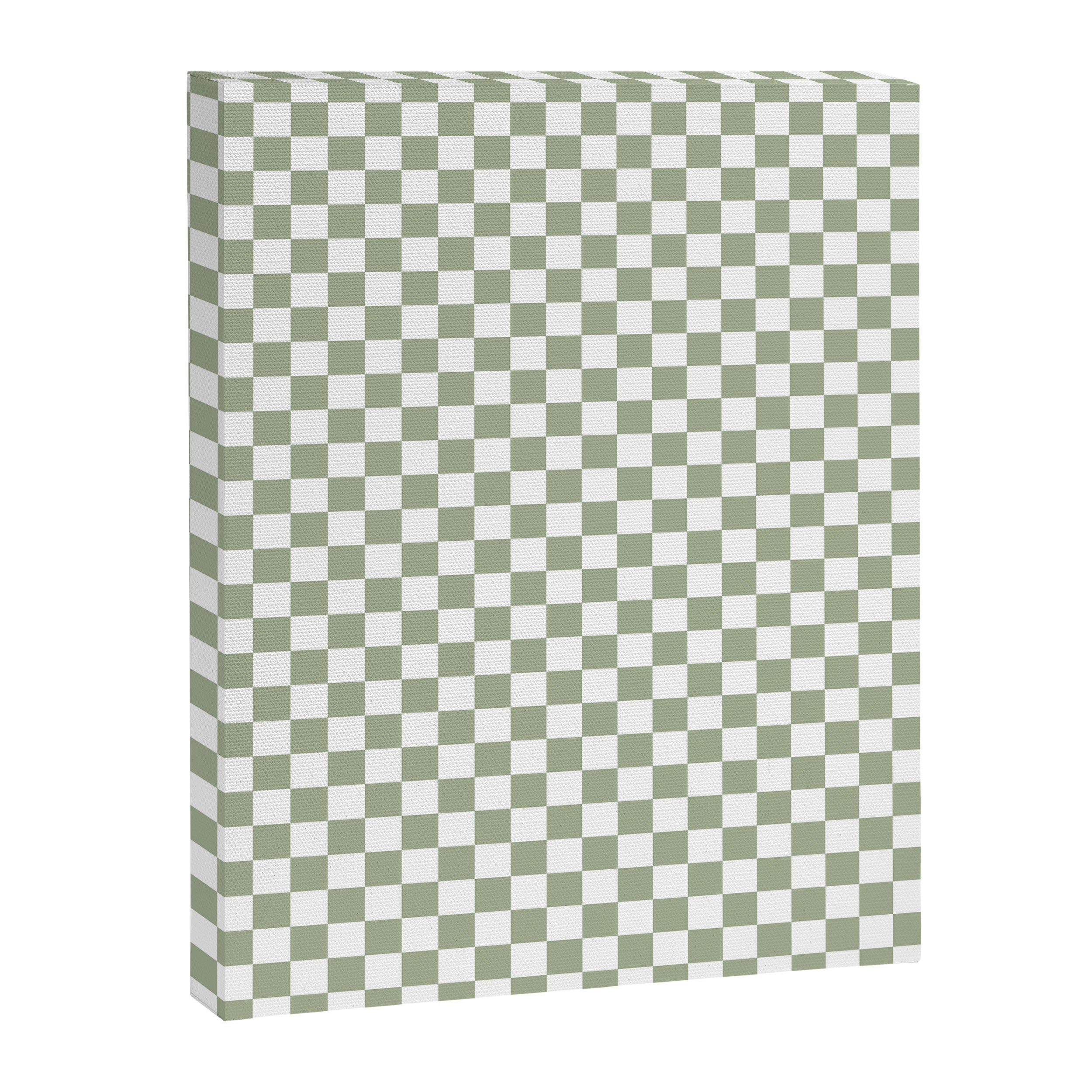 Miniature Check Pattern in Sage Green and White Canvas Print Gallery Image 8