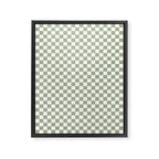 Miniature Check Pattern in Sage Green and White Framed Canvas Print Gallery Image 8