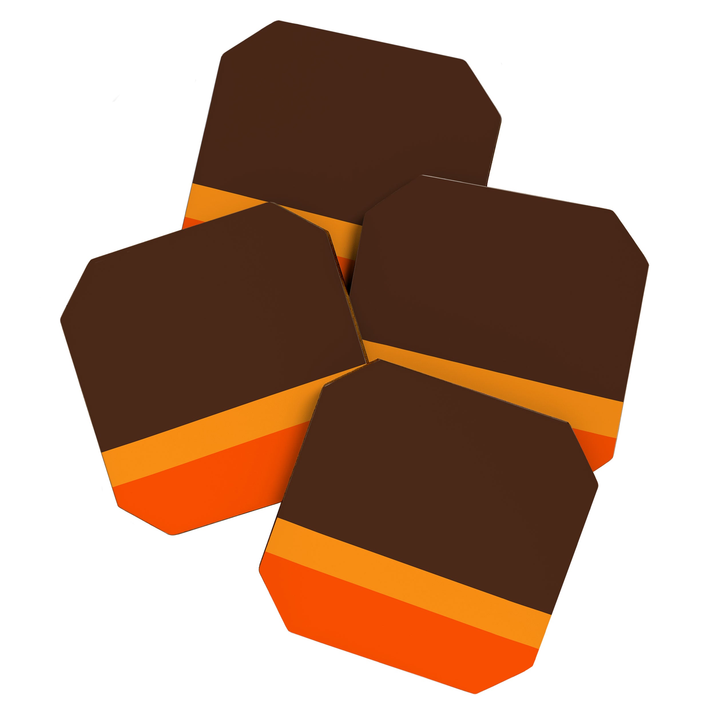 Minimal 70s Color Block in Dark Brown and Orange Tones Coaster Gallery Image 1