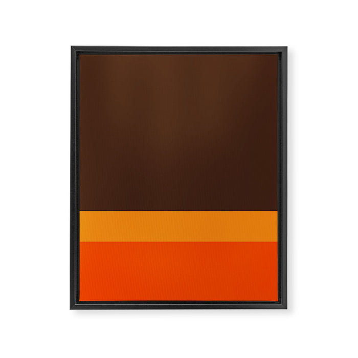 Minimal 70s Color Block in Dark Brown and Orange Tones Framed Canvas Print Gallery Image 1