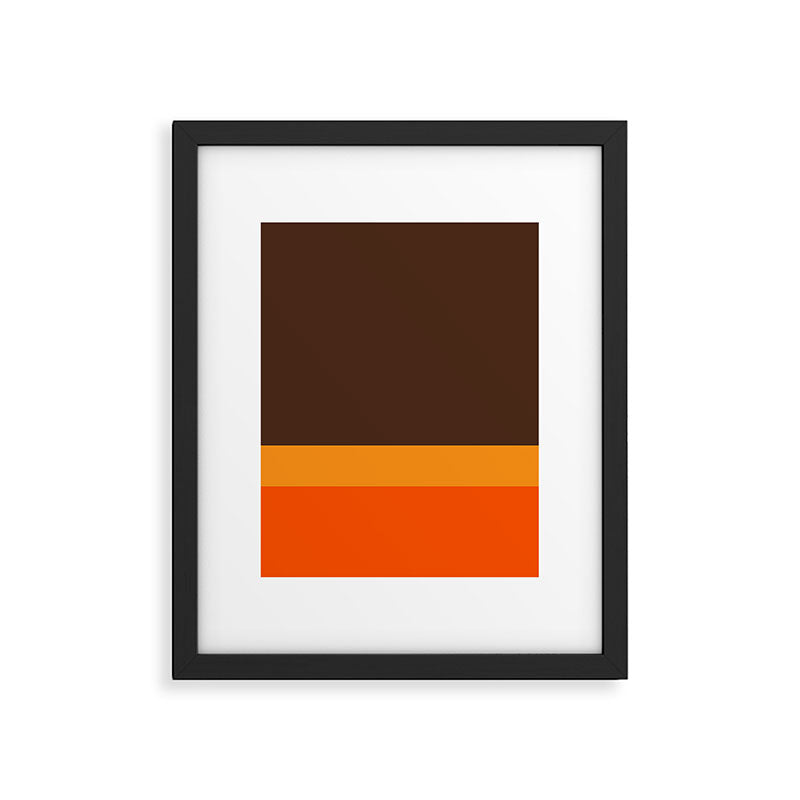 Minimal 70s Color Block in Dark Brown and Orange Tones Framed Art Print Gallery Image 6